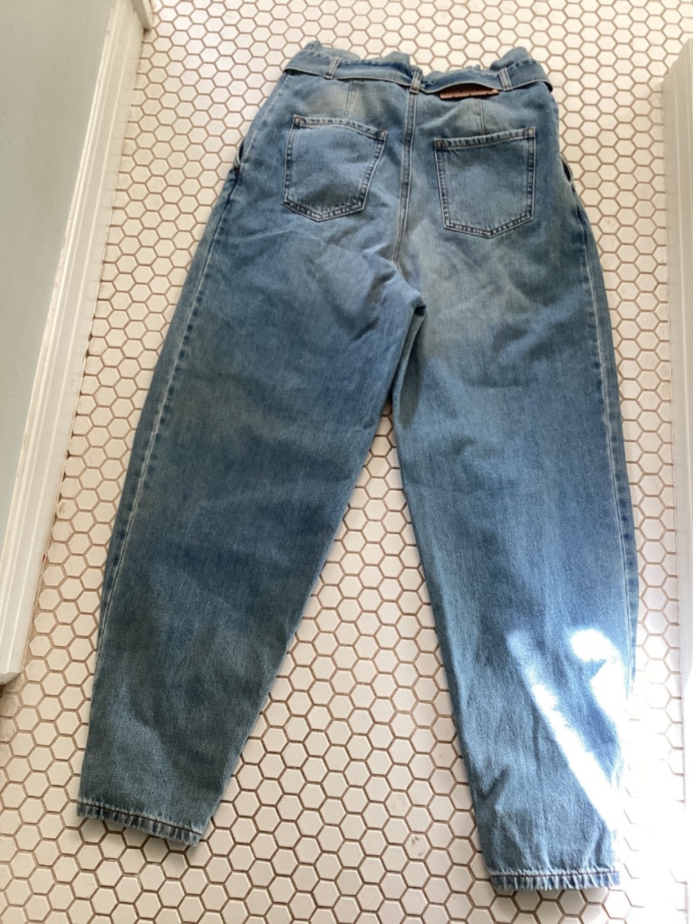 RED Valentino Blue BAGGY pleated tie waist jeans size 42 - Picture 4 of 9